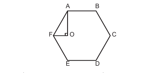 Regular hexagon ABCDEF with interior point O; FO parallel to ED and angle AOF = 90°